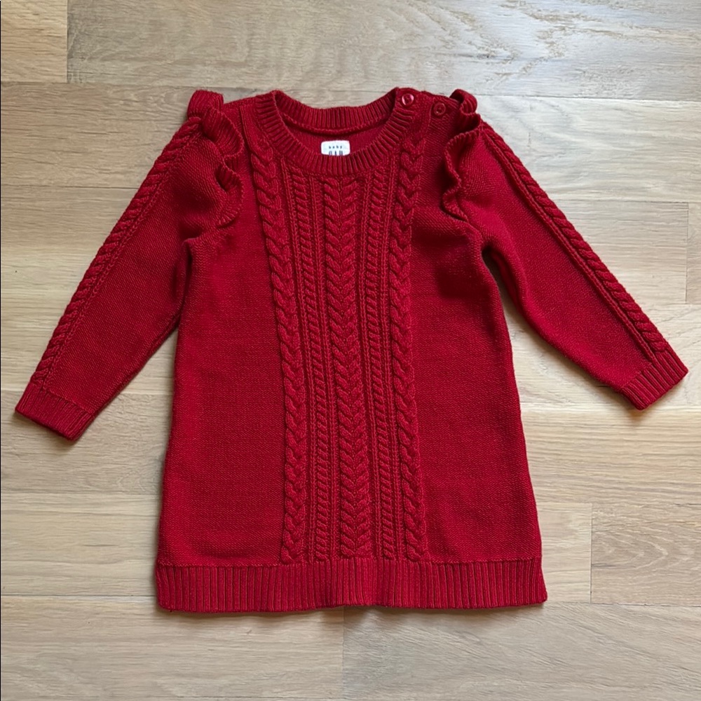 Baby Gap Red Cable Knit Sweater Dress - Size 12-18 months